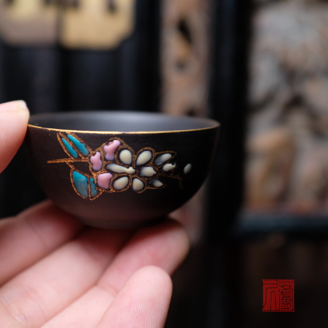 潮州老安顺粉彩工夫茶杯